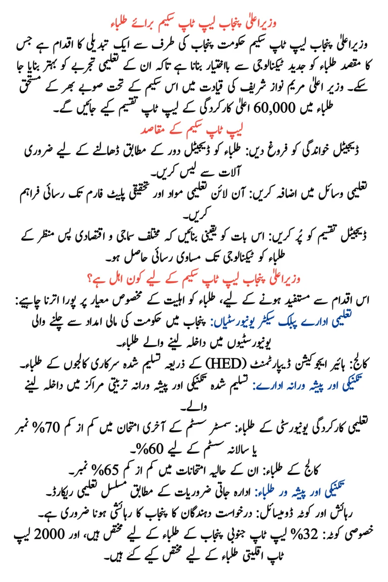CM Punjab Laptop Scheme 2025: Online Registration & Last Date to Apply