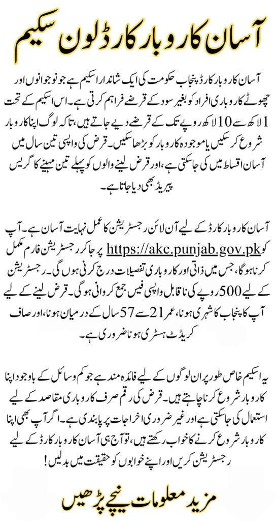 Punjab Asaan Karobar Card Loan Scheme 2025: Online Registration & Complete Guide
