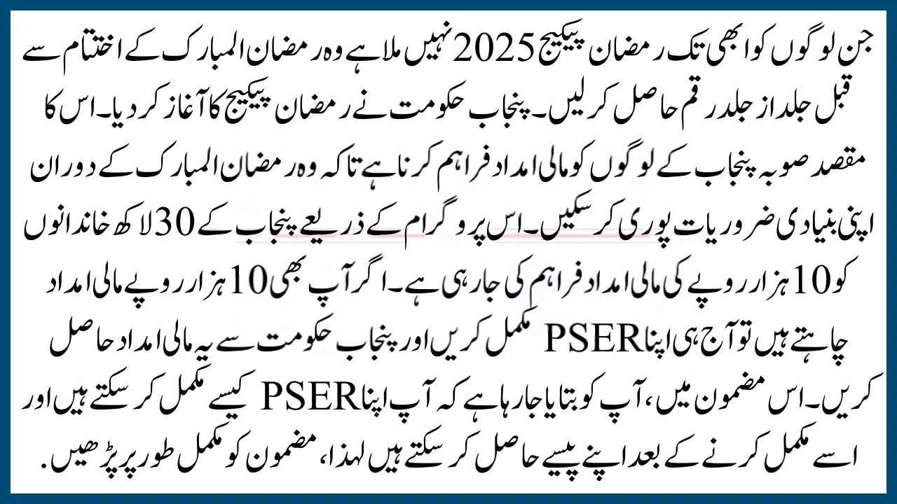 Punjab Ramzan Relief Package 2025 – Check Payment Status via SMS Code 8070